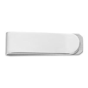 Rhodium Plated Sterling Silver Polished/Textured Fold Over Money Clip